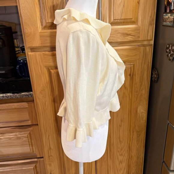 Lilly Pulitzer Ruffle Shrug Cropped Cardigan XL Cream Soft Knit EUC - Picture 3 of 7